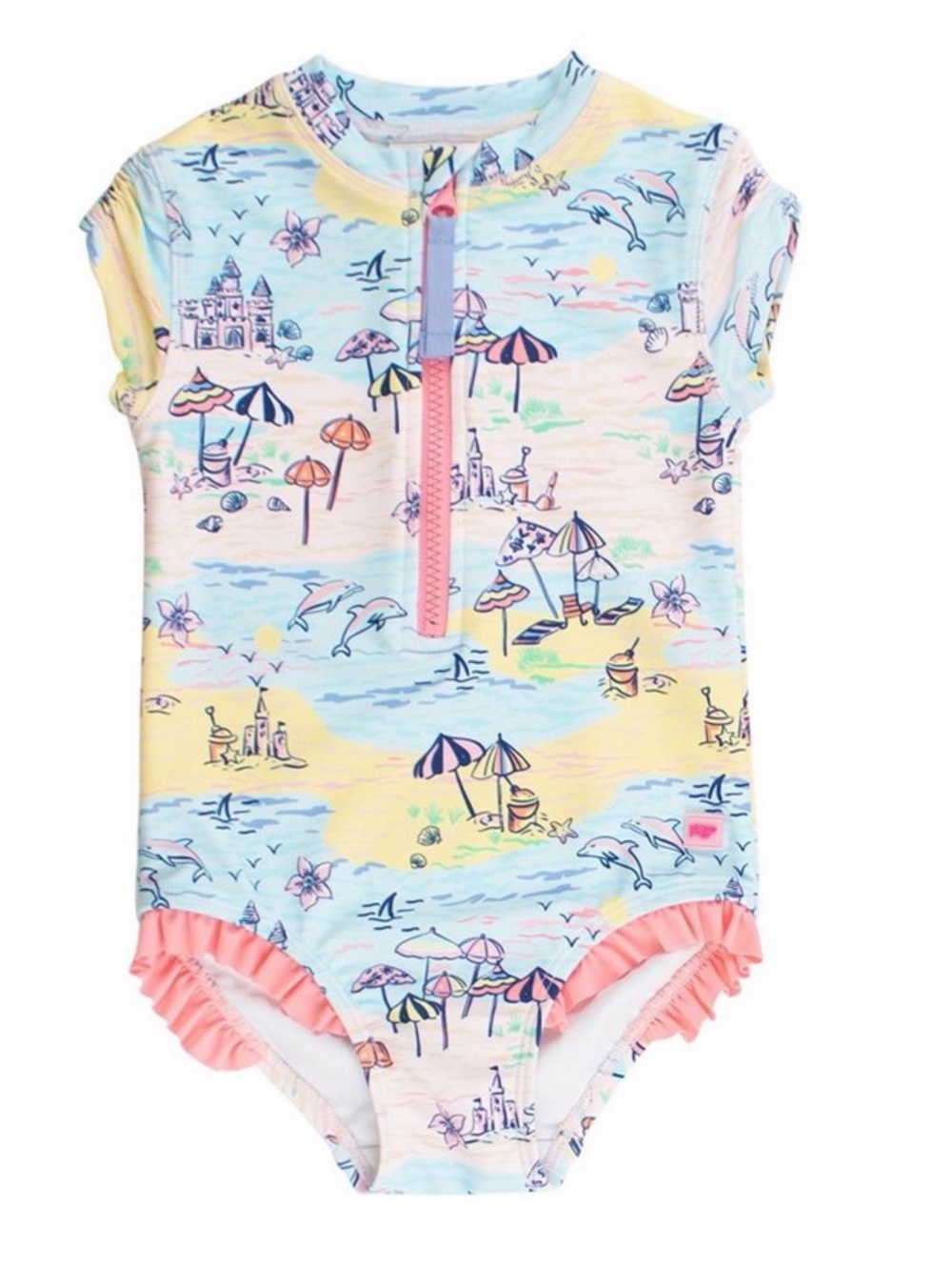 RuffleButts Toddler Girls Sleeveless Ruffle - One Piece Swimsuit UPF 50+